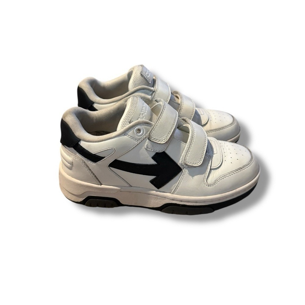 Off-White Out of Office Leather Low Top Sneakers Kid's Size 34/ US 3 White Black